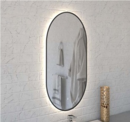 Зеркало Amica "735ск" 4000К 80*50 Овал Сенсор Черный