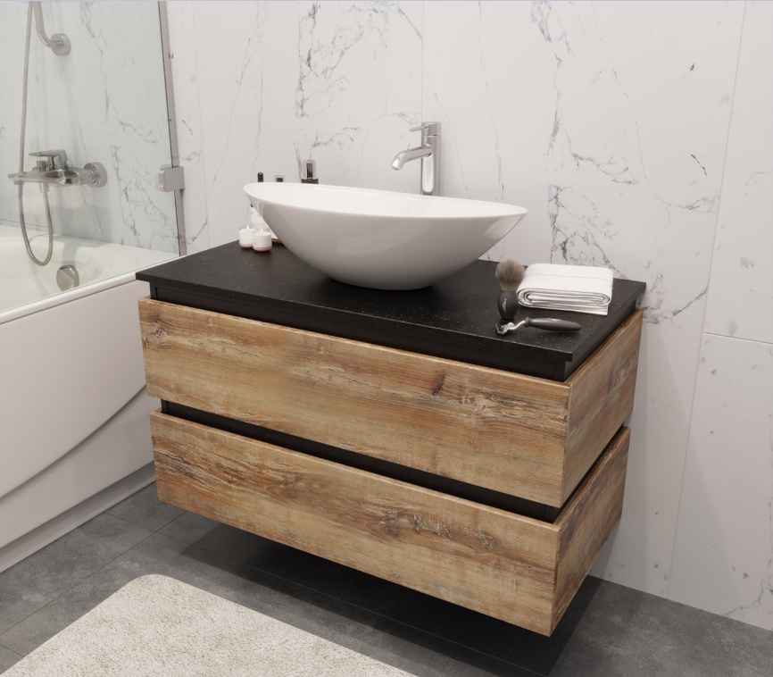 Тумба Подвесная Amica "ЯВА" 2 Ящика Славянский Дуб фото 3