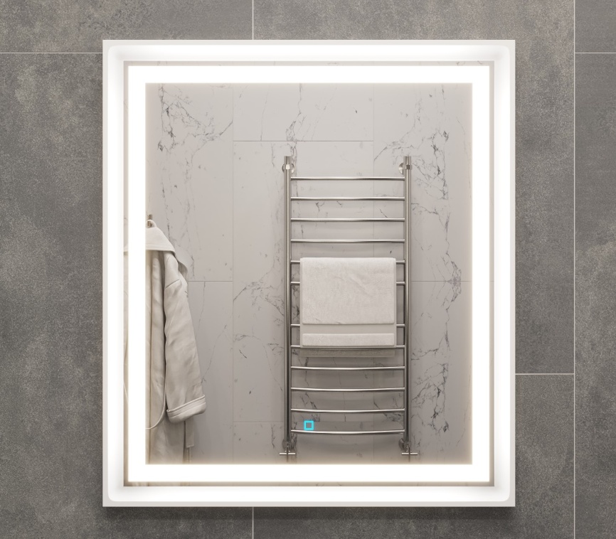 Зеркало Amica "СКАЙ" Квадрат Сенсор Подогрев Белый фото 1