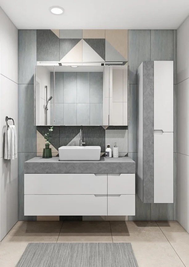 Шкаф-Зеркало Amica "КАПРИ" 3 Двери Бетон фото 1