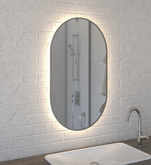 Зеркало Amica "739ск" 4000К 50*80 Овал Сенсор Светлое Золото фото 1