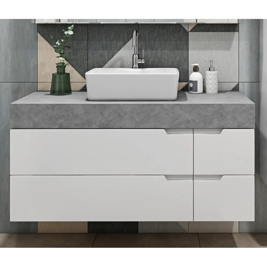 Тумба Подвесная Amica "КАПРИ" 4 Ящика Подиум (Бетон) фото 2