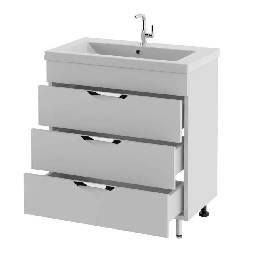 Тумба Напольная Amica "КИПР" Размер 80 3 Ящика Белый фото 2