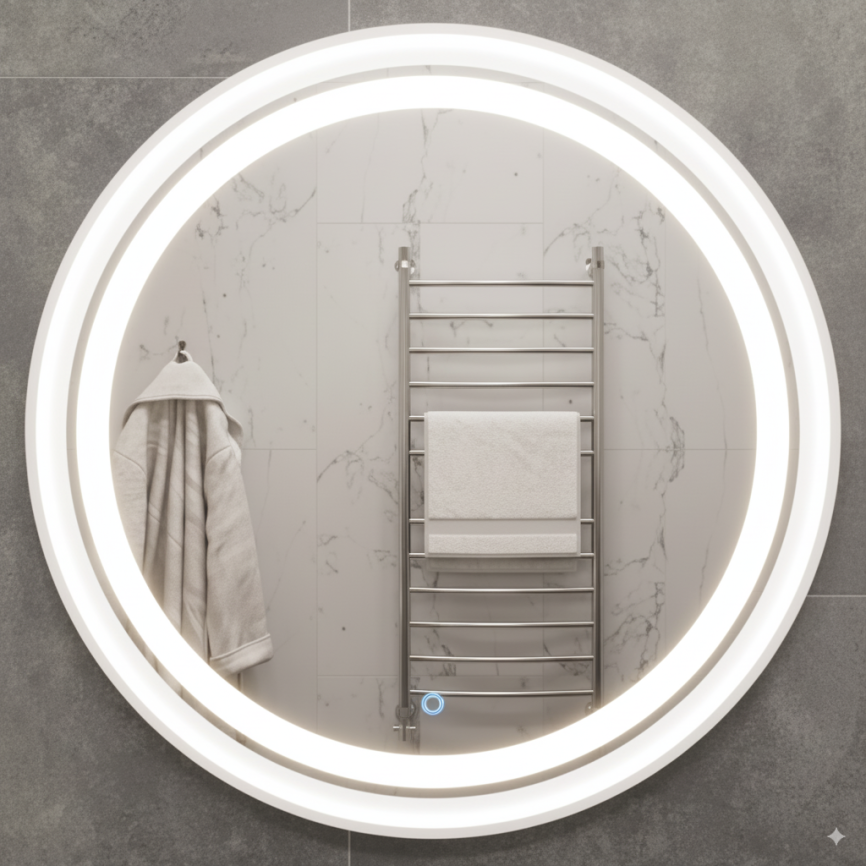 Зеркало Amica "СКАЙ" 4000К Размер 80 Круг Сенсор Белый фото 2