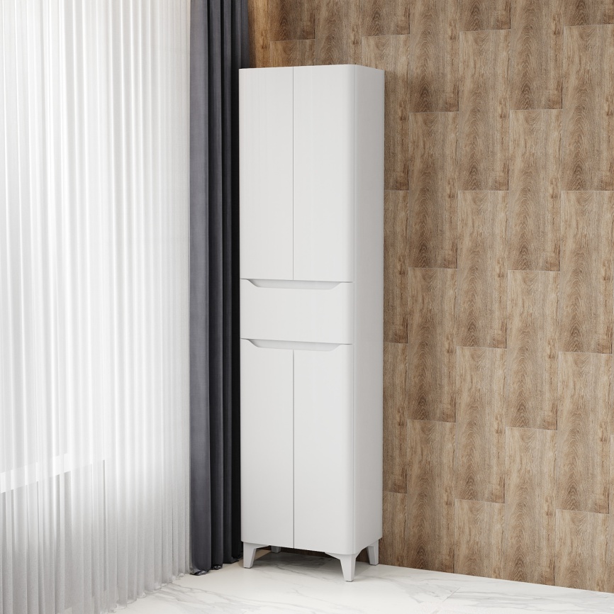 Пенал Напольный Amica "ТАИТИ" 2 Двери 1 Ящик Белый фото 2