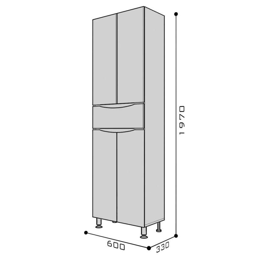 Пенал Напольный Amica "КОРСИКА" Размер 60 2 Двери  Ящик  фото 3