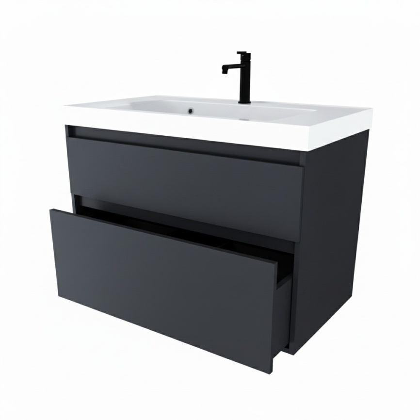 Тумба Подвесная Amica "КУБА" 2 Ящика Графит фото 2