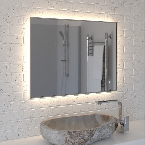 Зеркало Amica "729ску" 4000К 80*60 Квадрат Сенсор Светлое Золото фото 2