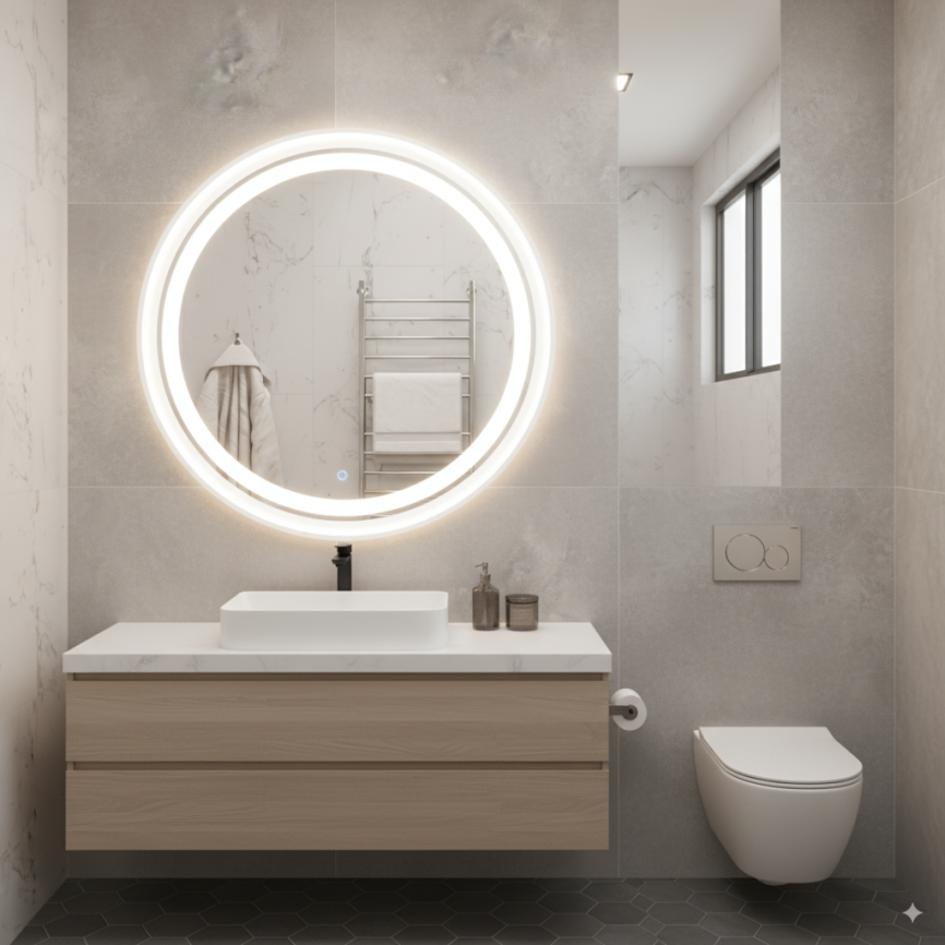 Зеркало Amica "СКАЙ" 4000К Размер 80 Круг Сенсор Белый фото 3