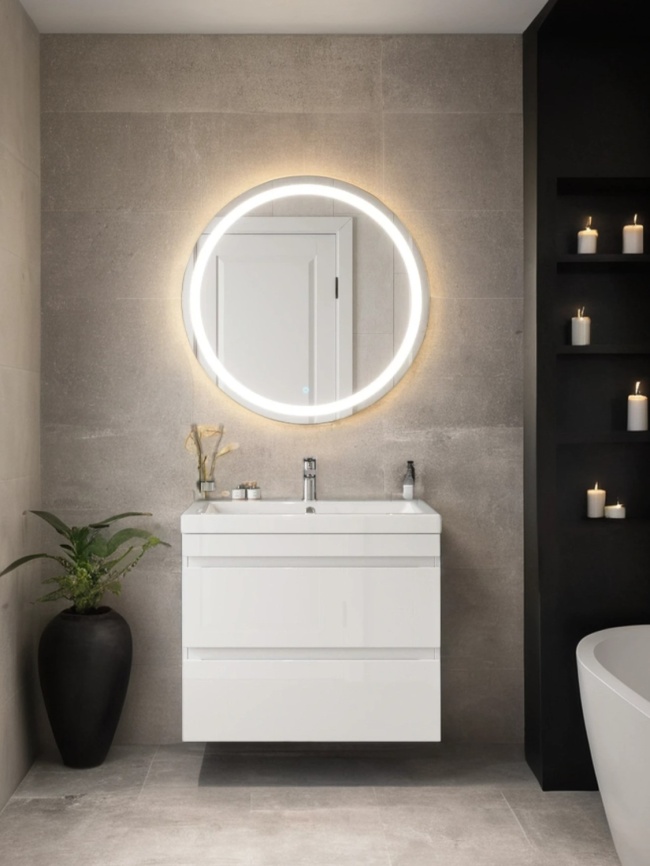 Зеркало Amica "ТАИТИ" 4000К Размер 77 Круг Сенсор Подогрев фото 2