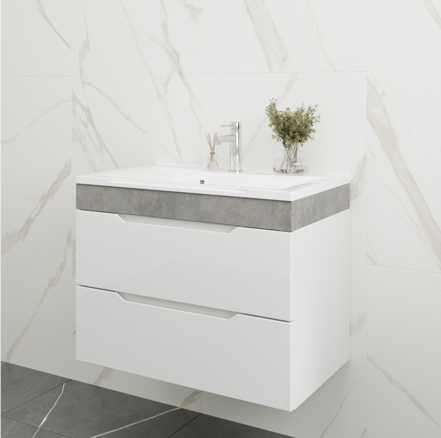 Тумба Напольная Amica "КАПРИ" Размер 80 2 Ящика Бетон фото 3